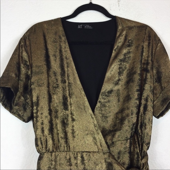Zara Shimmery Gold Bronze Wrap Mini Cocktail Dress - Picture 6 of 11
